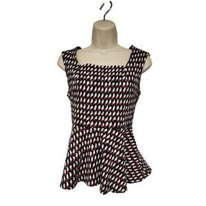 Eri + All Anthropology Square Neck Multicolor Blue/Red Sleeveless Blouse Size SM